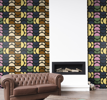 Farebné poháre kvety geometrický tvar tapety - Tenstickers