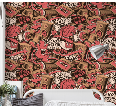červené graffiti pouličný dizajn tapety obrazy - Tenstickers