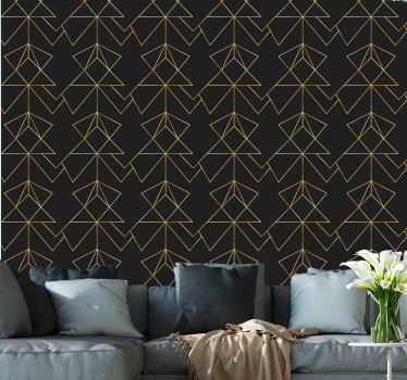 čierne a zlaté elegantné línie zanechávajú tapetu - Tenstickers