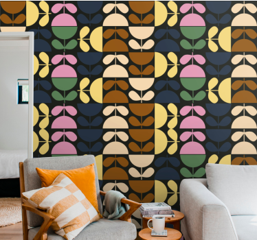 Farebné poháre kvety geometrický tvar tapety - Tenstickers