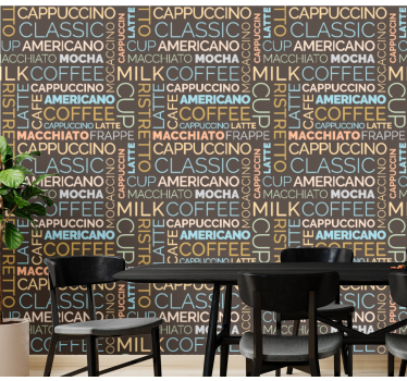 Káva text vzor moderné tapety - Tenstickers
