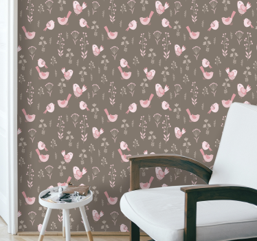Ružové vtáky hnedé na pozadí cool zvieracie tapety - Tenstickers