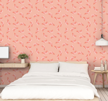 Tapeta vtaky elegantný ružový vzor - Tenstickers