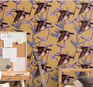 tapeta vtaky húfne tropický motív - Tenstickers