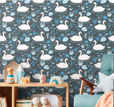 tapeta vtaky motív labutieho jazera - Tenstickers
