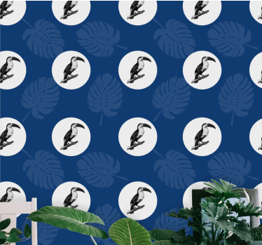 tapeta vtaky tukan a listy - Tenstickers