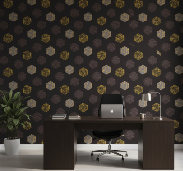 Tapety do kancelárie nordic zlaté hexagóny - Tenstickers