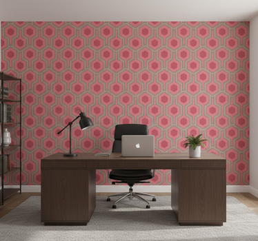 Tapety do kancelárie rúžové hexagóny zo 70. rokov - Tenstickers