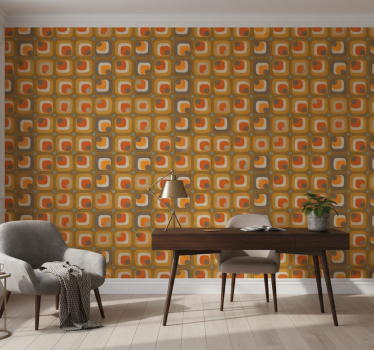 Tapety do kancelárie s retro štvorcami zo 70. rokov - Tenstickers