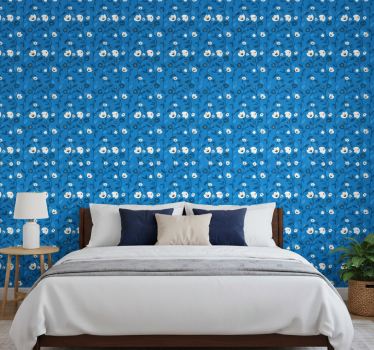 Tapety na stenu kvety biele kvety na modrom pozadí - Tenstickers