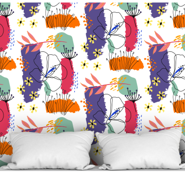 tapety na stenu kvety botanický vzor náčrtu - Tenstickers