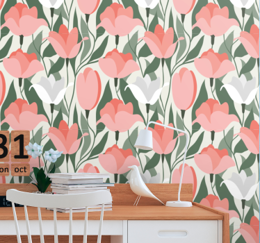 tapety na stenu kvety botanický vzor tulipánov - Tenstickers