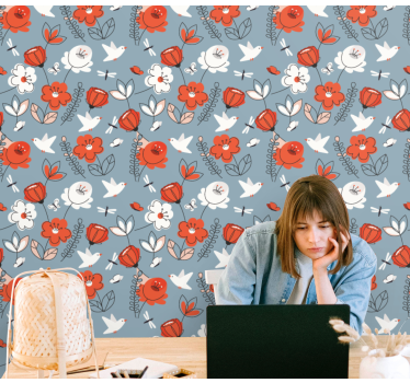 tapety na stenu kvety detail kvetinového vzoru - Tenstickers