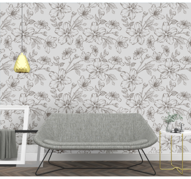 tapety na stenu kvety elegancia kvetinového náčrtu - Tenstickers