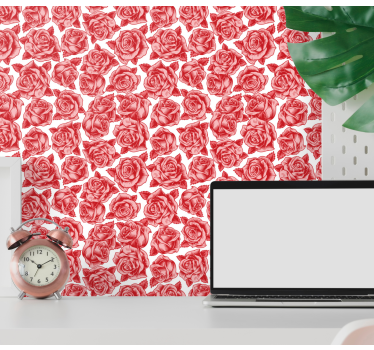 tapety na stenu kvety elegancia so vzorom ruží - Tenstickers