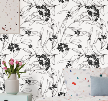 tapety na stenu kvety elegantná kvetinová silueta - Tenstickers