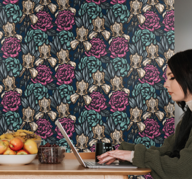 tapety na stenu kvety elegantná kvetinová tapiséria - Tenstickers