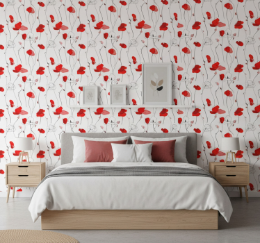 Tapety na stenu kvety kresba makov - Tenstickers
