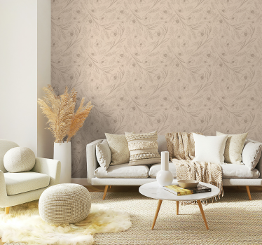tapety na stenu kvety kvetinová farba taupe - Tenstickers