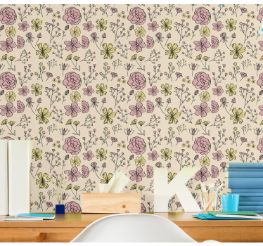 tapety na stenu kvety kvetinový botanický náčrt - Tenstickers
