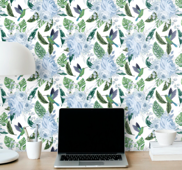tapety na stenu kvety kvetinový dizajn kolibríka - Tenstickers