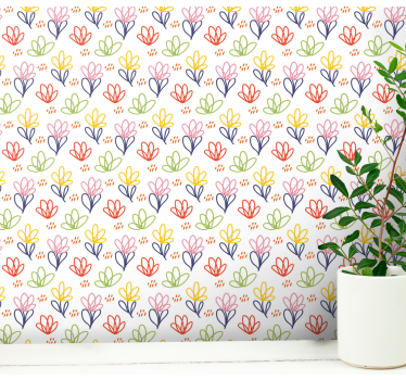 tapety na stenu kvety kvetinový doodle vzor - Tenstickers