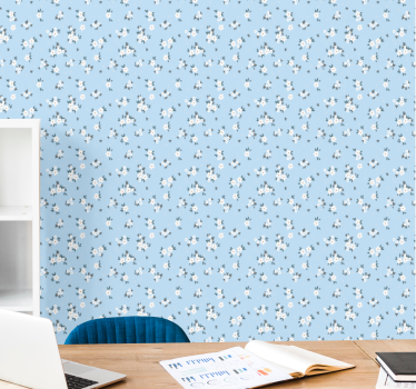 tapety na stenu kvety modré kvetinové pozadie - Tenstickers