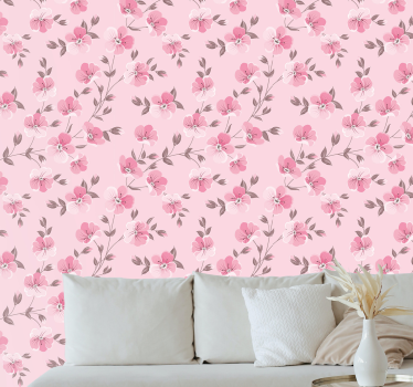 tapety na stenu kvety ružový kvetinový aranžmán - Tenstickers