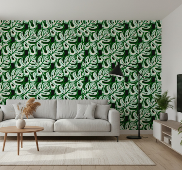 Tapety na stenu kvety s čiernym a zeleným vzorom - Tenstickers