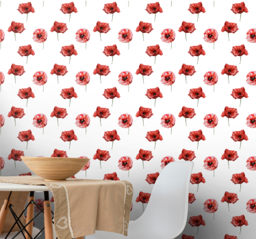 tapety na stenu kvety vzor červený mak - Tenstickers