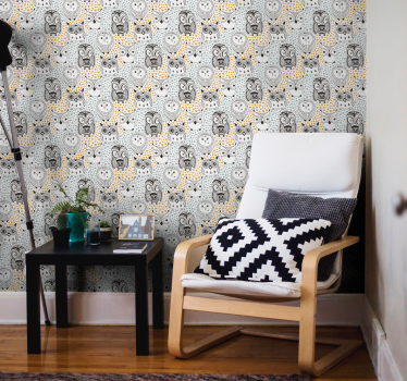 tapeta na stenu zvierata motív so vzorom sovy - Tenstickers