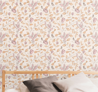 Tulipány vzor béžové farby tapety do spálne - Tenstickers